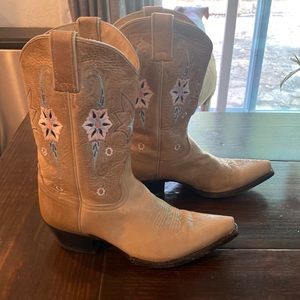 Sonora By Double H Floral Embroidered Real Leather Cowboy Cowgirl Boots Sz 7.5M